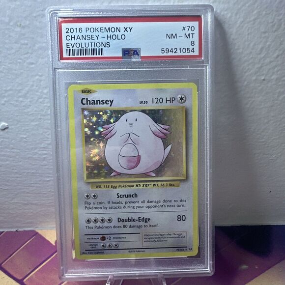 2016 Pokemon XY Chansey Holo Evolutions #70 PSA 8 NM/MT Pokemon TCG - Picture 1 of 2